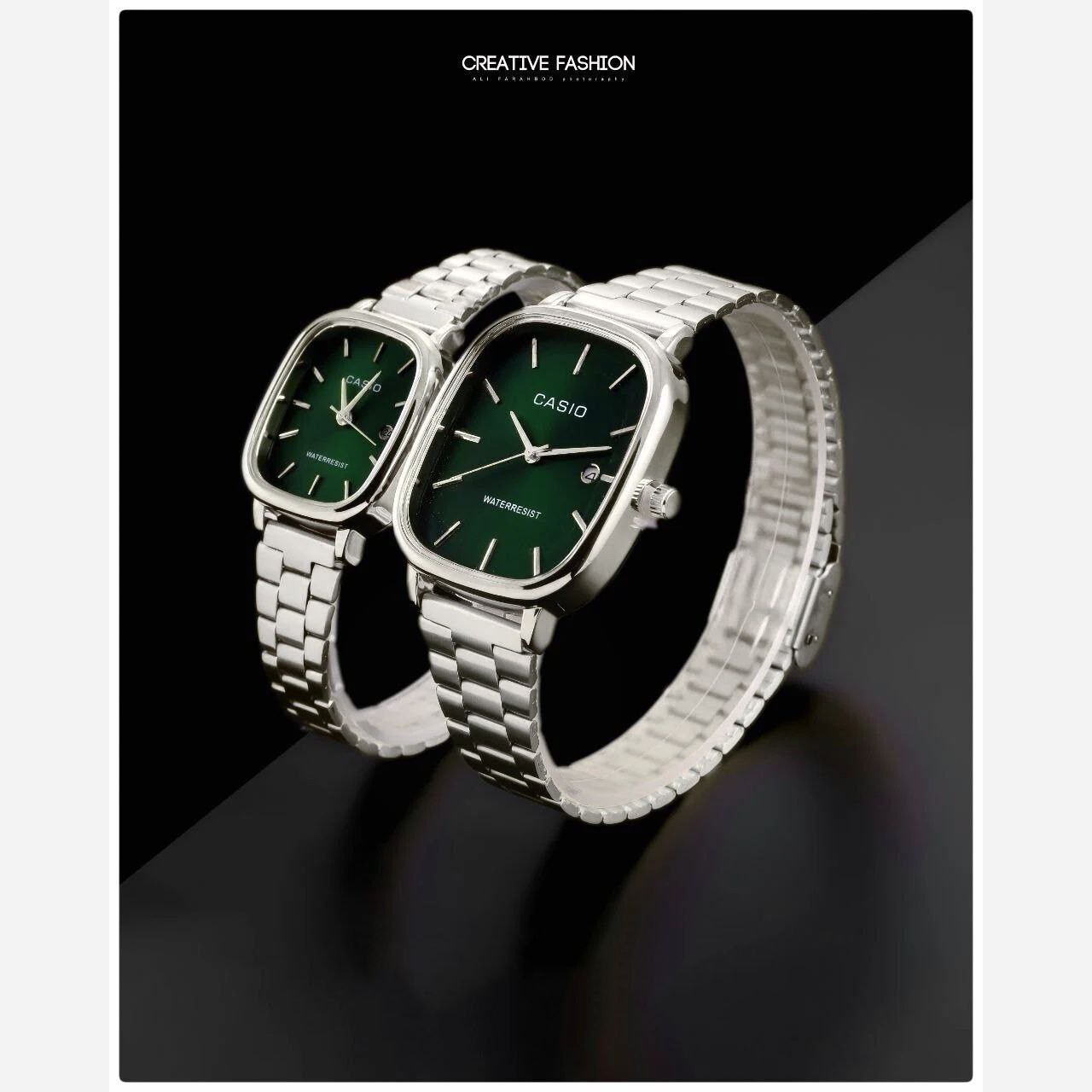 ساعت مچی ست زنانه و مردانه کاسیو اولدمانی casio مستطیلی رنگ ثابت ضمانتی