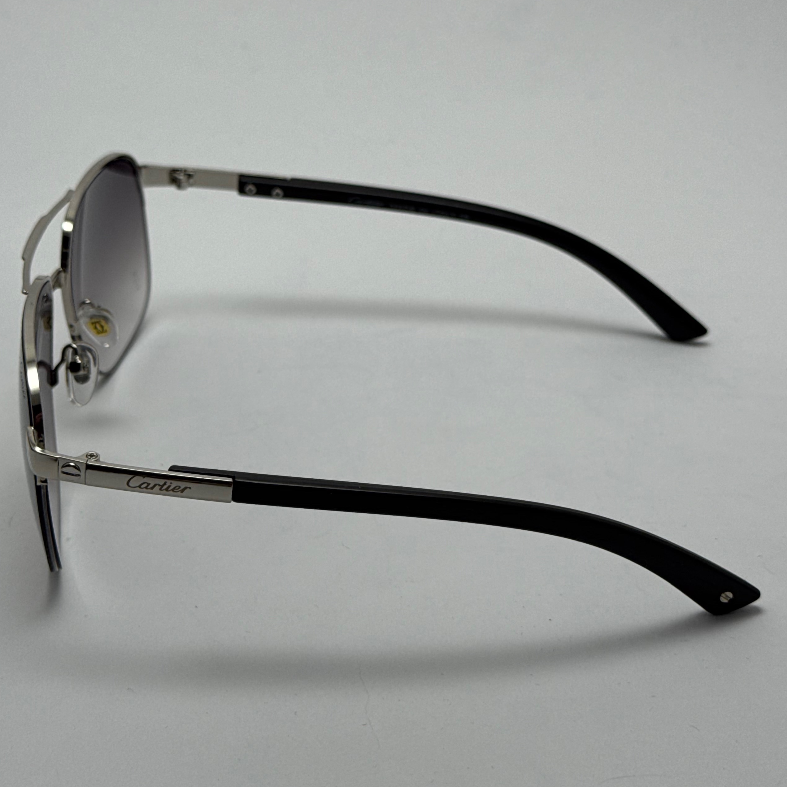 عینک آفتابی مردانه کارتیر Cartier مدل Santos مشکی نقره ای