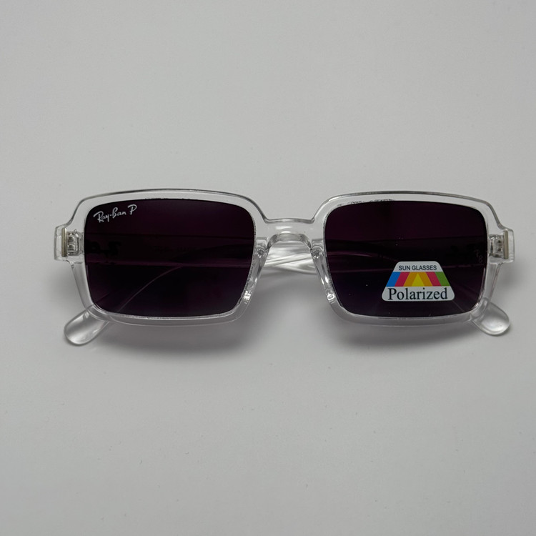 عینک آفتابی پلاریزه ریبن مستطیلی کریستالی مشکی کد rayban RB 2201