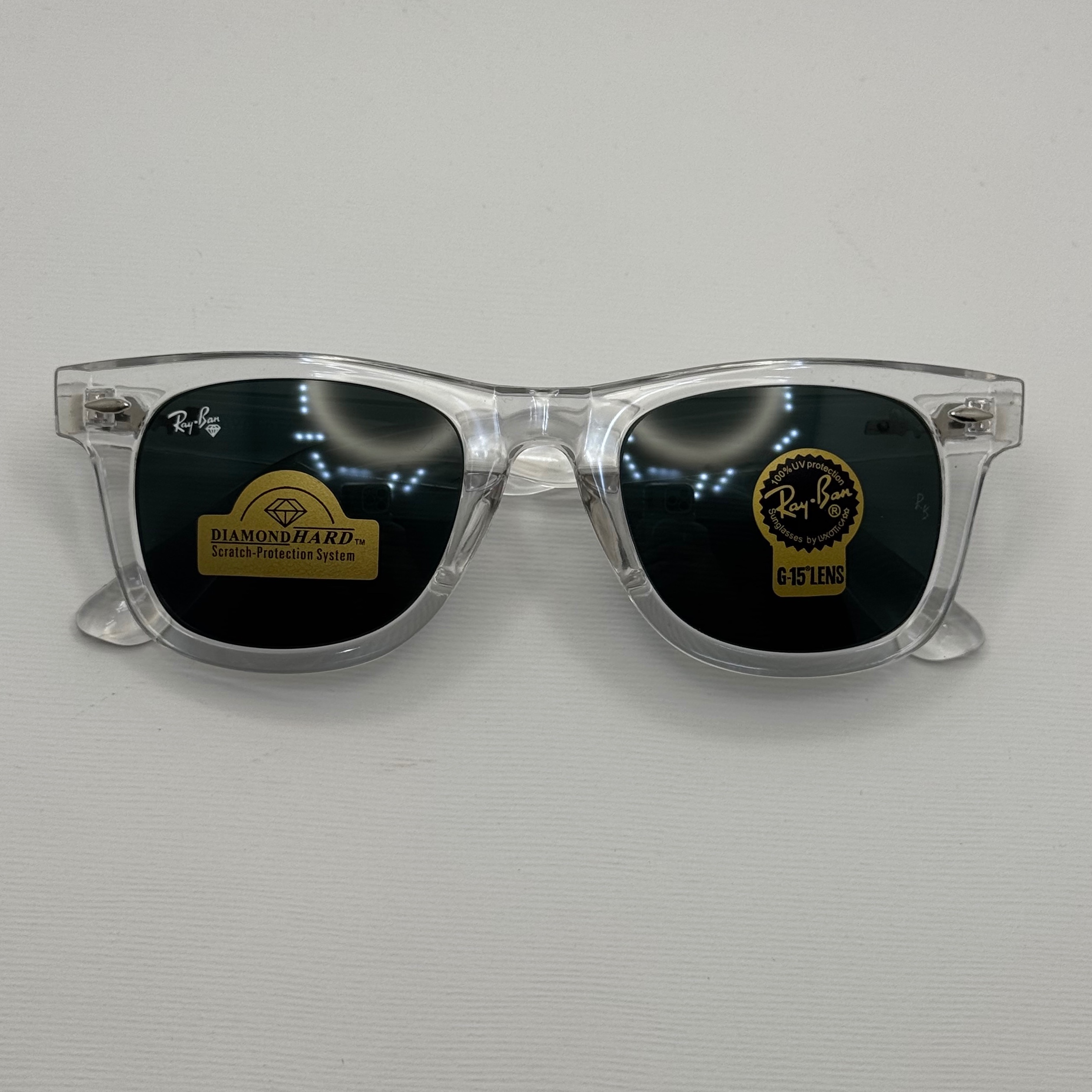 عینک ویفرر ریبن Rayban WAYFARER شفاف شیشه سنگ نشکن زد خش با پک کامل