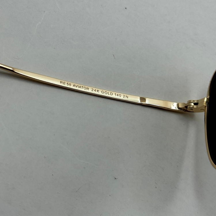 عینک آفتابی خلبانی رندولف شیشه سنگ آنتی رفلکس سبز فریم طلایی فول پک اصلی RANDOLPH AVIATOR RE 58 24K GOLD
