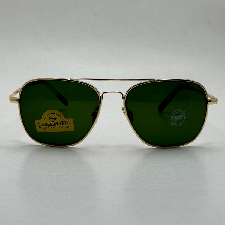 عینک آفتابی خلبانی رندولف شیشه سنگ آنتی رفلکس سبز فریم طلایی فول پک اصلی RANDOLPH AVIATOR RE 58 24K GOLD