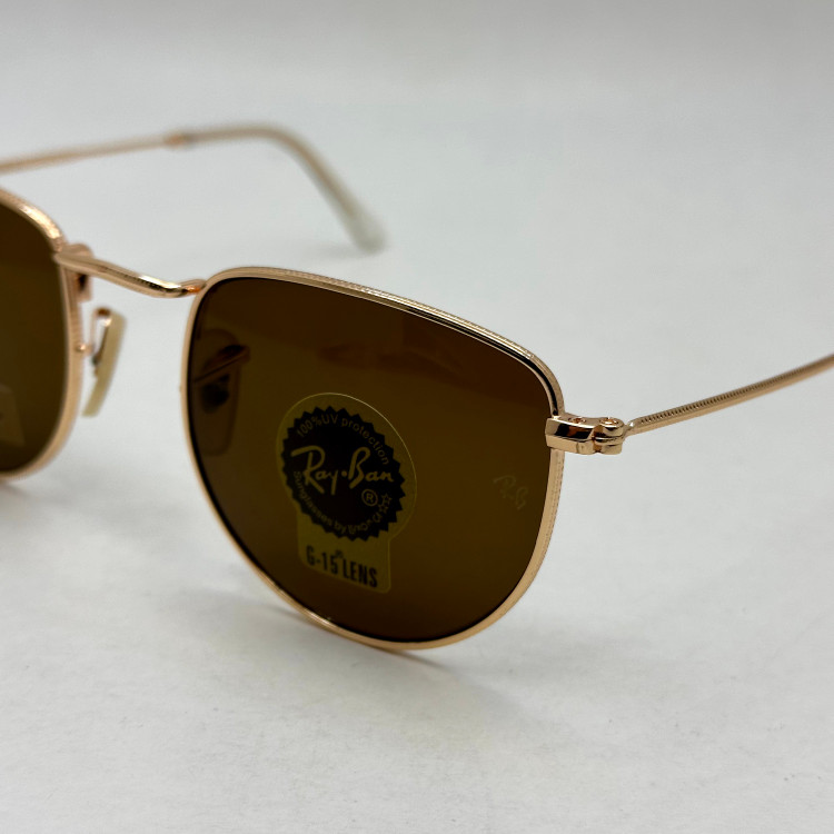 عینک آفتابی ریبن rayban شیشه سنگ قهوه ای طلایی کد rb 3958 - فول پک