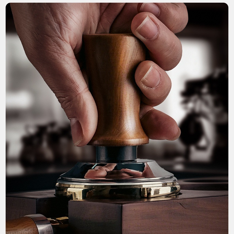 تمپر قهوه مدل 51mm wood handle شیار دار