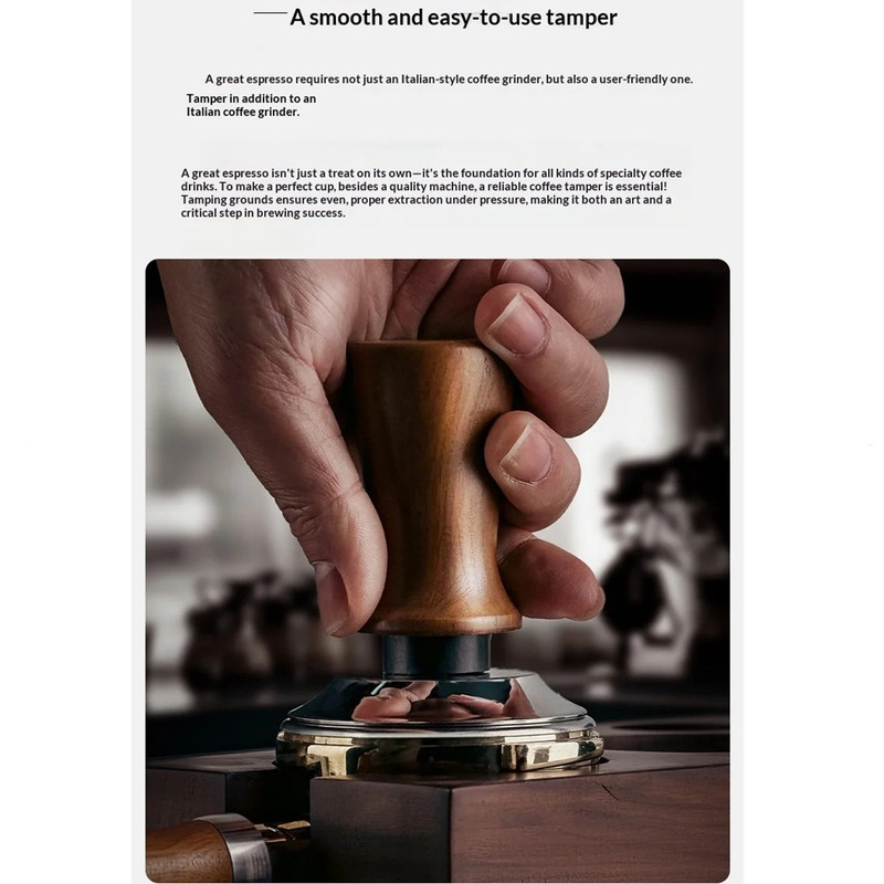 تمپر قهوه مدل 51mm wood handle شیار دار