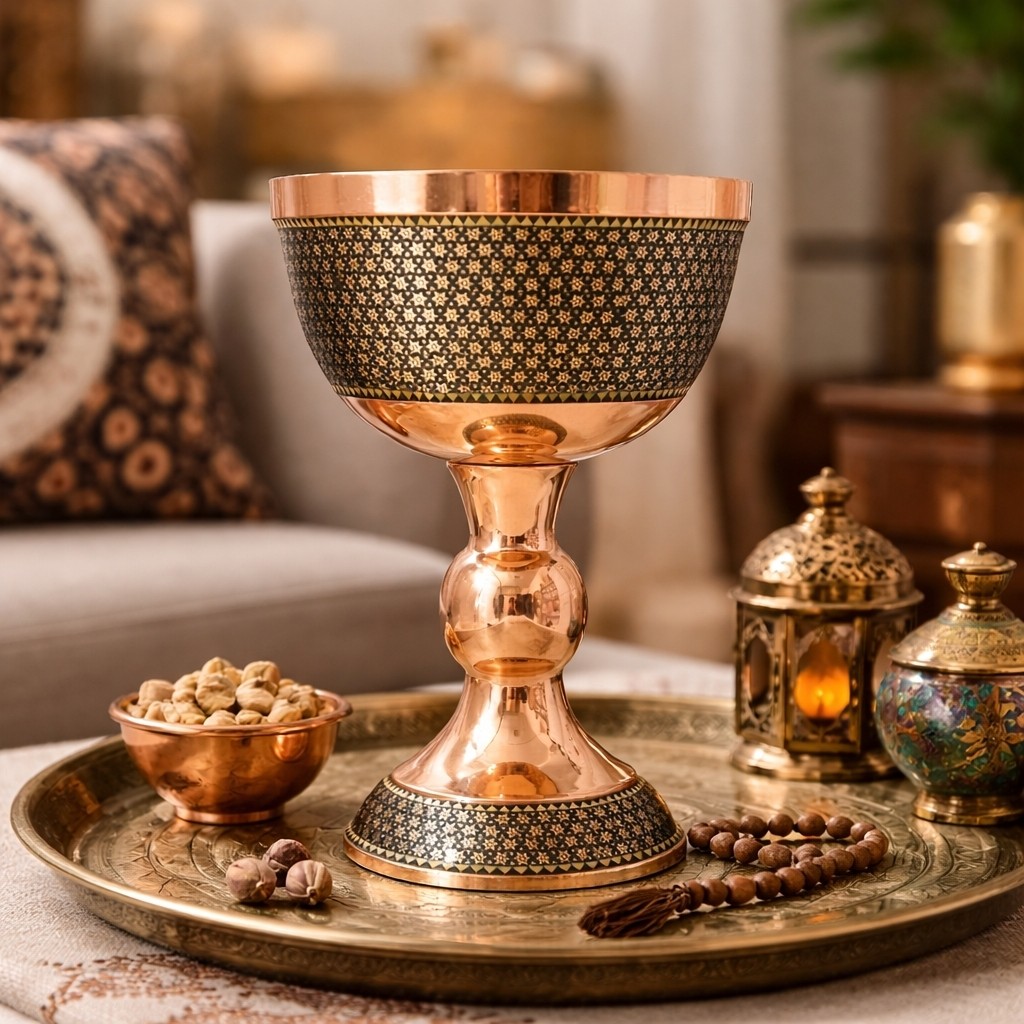 سنگاب مس و خاتم سایز 5 به همراه جعبه فانتزی