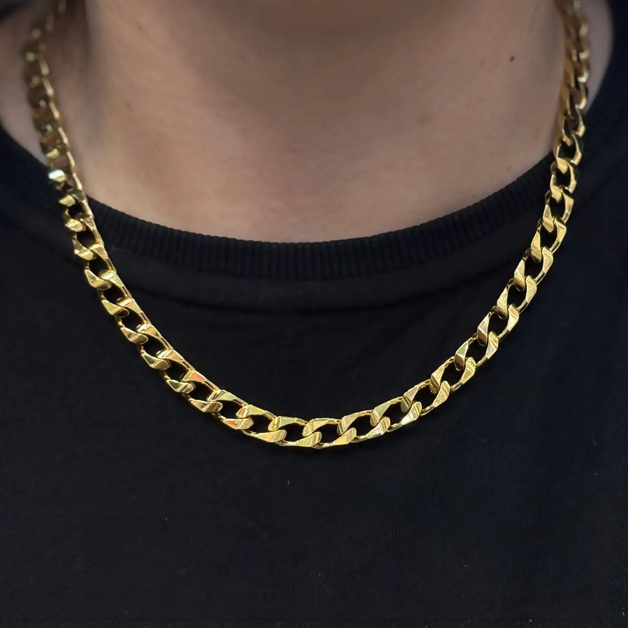گردنبند آبکاری نقره طرح طلا مدل زنجیر کارتیر ضخیم ضد حساسیت رنگ ثابت کد agy (پس کرایه)