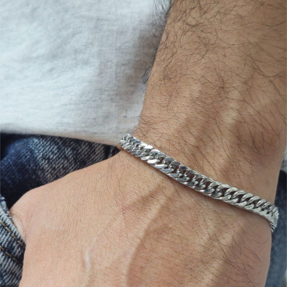 دستبند استیل مردانه طرح بافت کارتیر رنگ کاملا ثابت کد mh (پس کرایه)