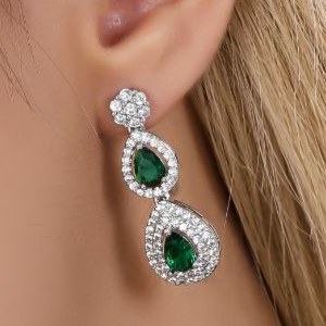 گوشواره جواهری نگین کاری طرح نگین وسط مروارید تنوع طرح رنگ کاملا ثابت کد mp (پس کرایه)