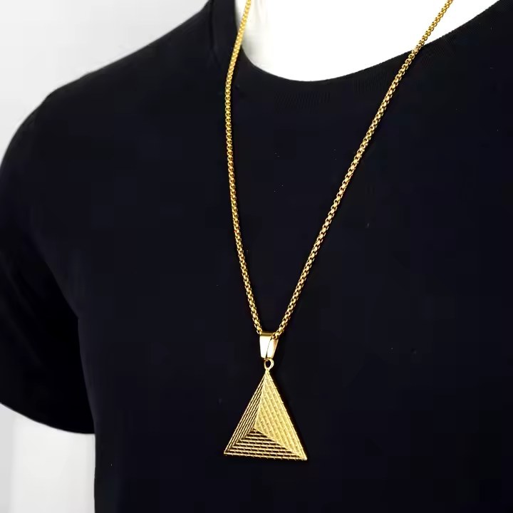 گردنبند و پلاک آویز استیل اهرام مصر رنگ ثابت کد ar