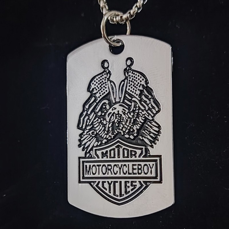 پلاک و زنجیر پلاک و گردنبند استیل جمجمه هارلی دیویدسون Harley Davidson استیل رنگ ثابت