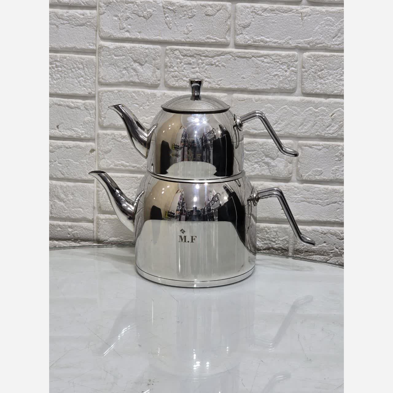 کتری قوری استیل روی هم/کف چدن/ضخیم درجه یک/وارداتی/اقساطی