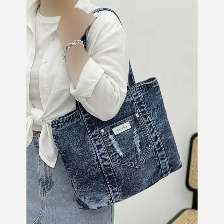 کیف جین دستی و دوشی زنانه لی خارجی درجه یک ابعاد 38 در 30 سانتی متر