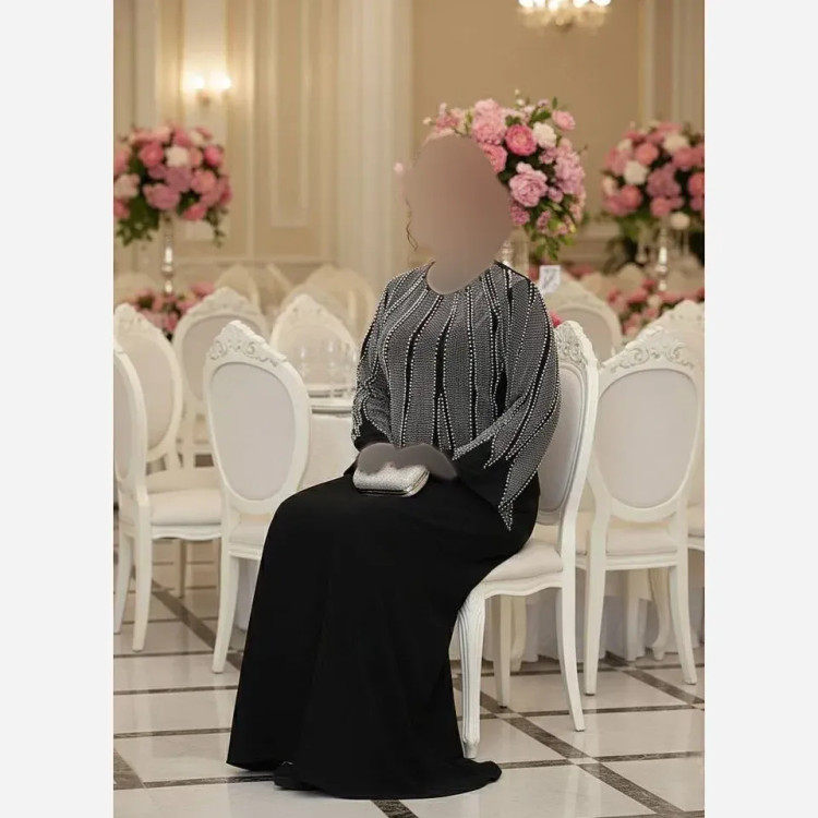 ماکسی مجلسی زنانه مدل نازنین جنس کرپ دالقیچ رنگ مشکی سایز نرمال
