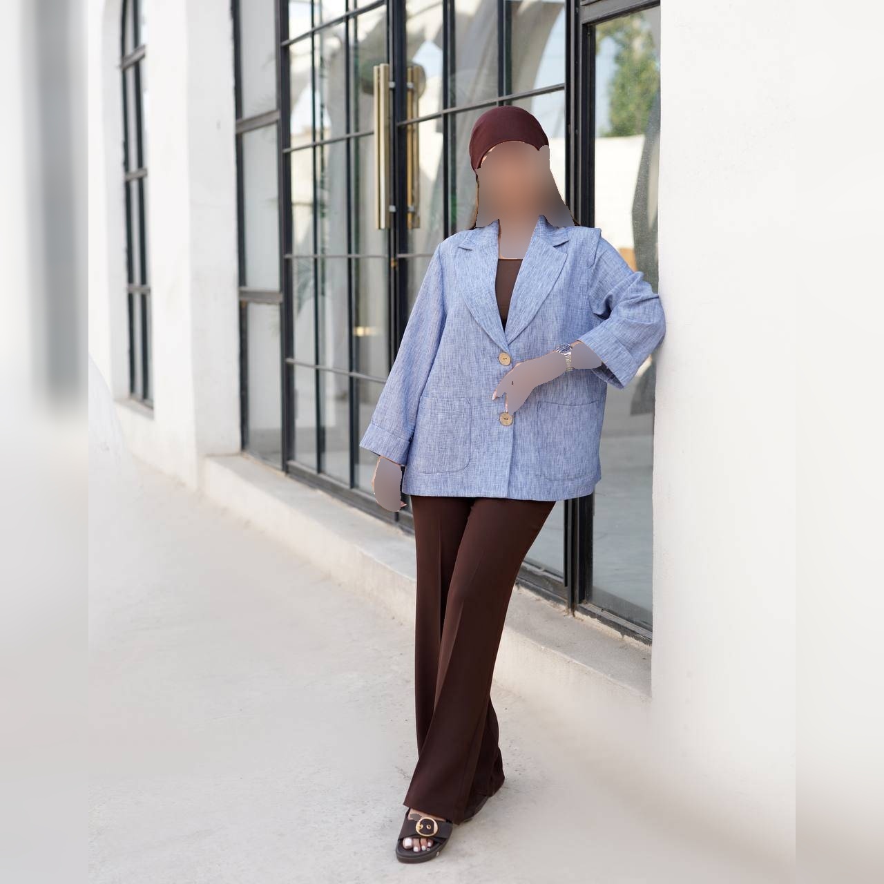 کت لینن دکمه چوبی کد 2478