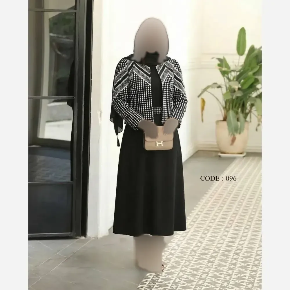 ست کت و سارافن مجلسی زنانه مدل نبات جنس الیزه و تافته فری سایز 38 تا 46 (2)