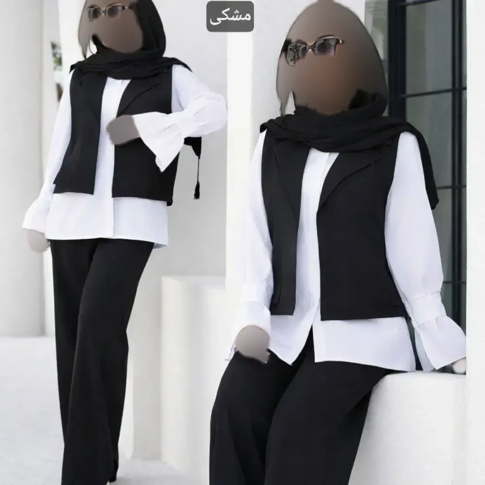 ست سه تیکه زنانه مدل شادیا جنس شانتون کوکدوزی و تترون فری سایز