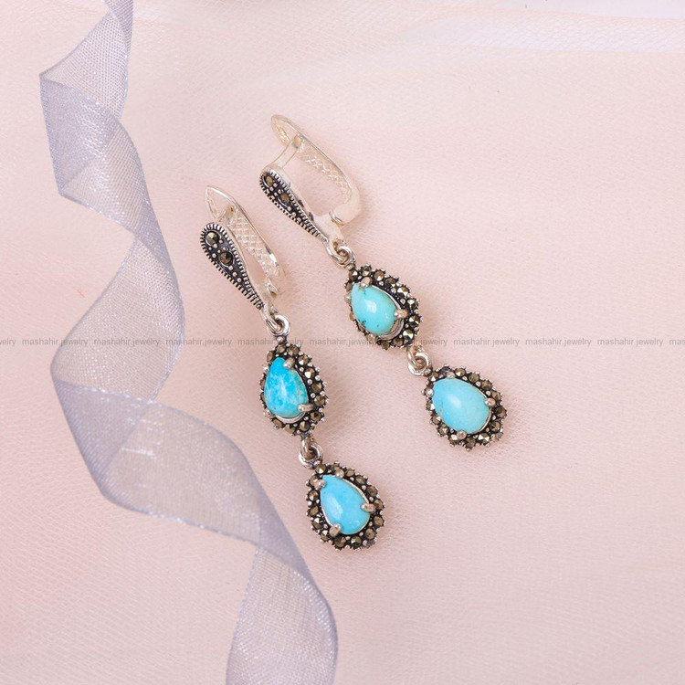 گوشواره فیروزه زنانه کد 6947