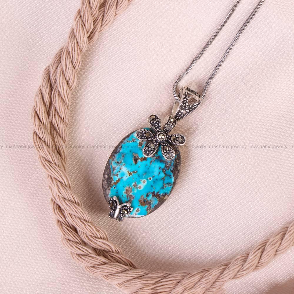 گردنبند فیروزه زنانه کد 5223