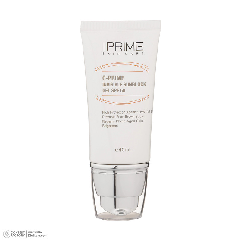 ژل ضدآفتاب بیرنگ پرایم SPF50 مدل C-Prime مناسب برای انواع پوست، حجم 40 میلیلیتر