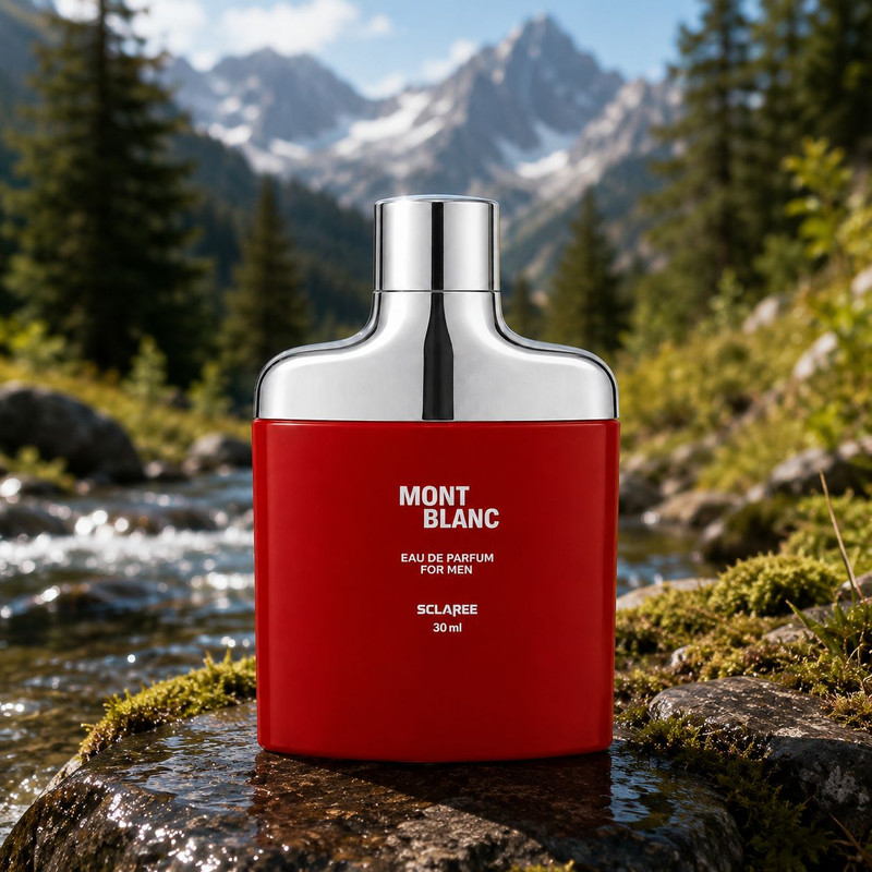 عطر جیبی مردانه اسکلاره مدل Mont Blanc با رایحه گرم و چوبی حجم 30 میلی لیتر