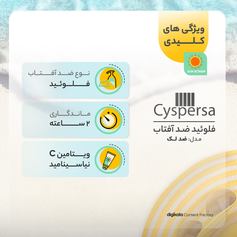 کرم ضدآفتاب بیرنگ سیسپرسا SPF50 مدل ضدلک مناسب انواع پوست، حجم 50 میلیلیتر