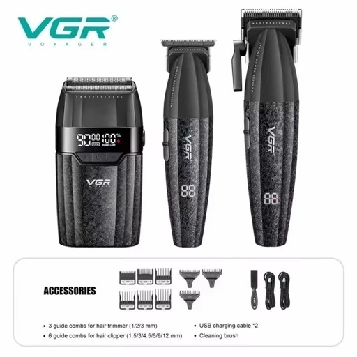 ماشین اصلاح سه کاره حجم زن و خط زن و شیور شارژی سر صورت بدن ریش تراش وی جی آر صفر زن V-640 s3 ورژن جدید ( گناوه مارکت )