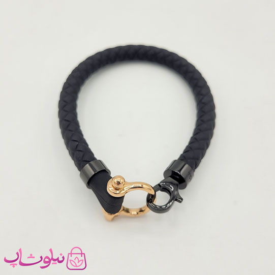 دستبند امگا رابر مشکی با قفل رزگلد کیفیت مستر کد 1100