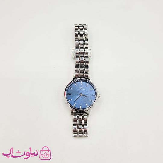ساعت مچی دنیل ولینگتون زنانه مدل عقربه ای با بند نقره ای و صفحه آبی کیفیت مستر کد 3700