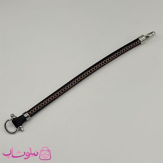 دستبند امگا رابر مشکی مردانه سایز لارج کیفیت مستر با دوخت نارنجی (طراحی جدید) کد 1550