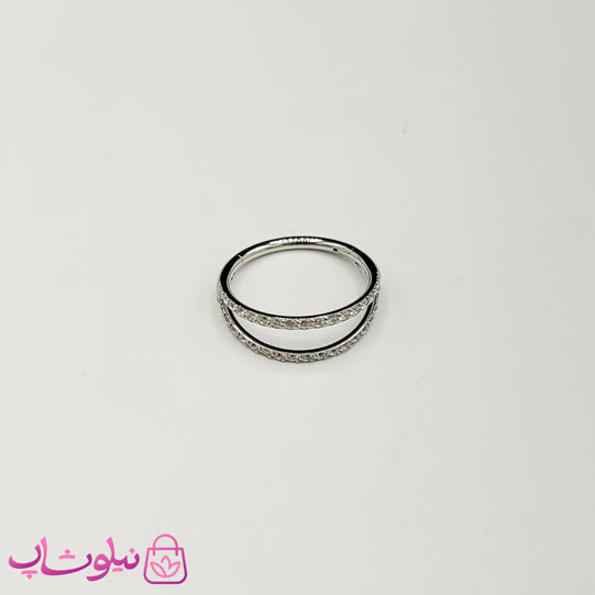 پیرسینگ گوش یا بینی استیل نقره ای رنگ دولاین نگیندار کد 749