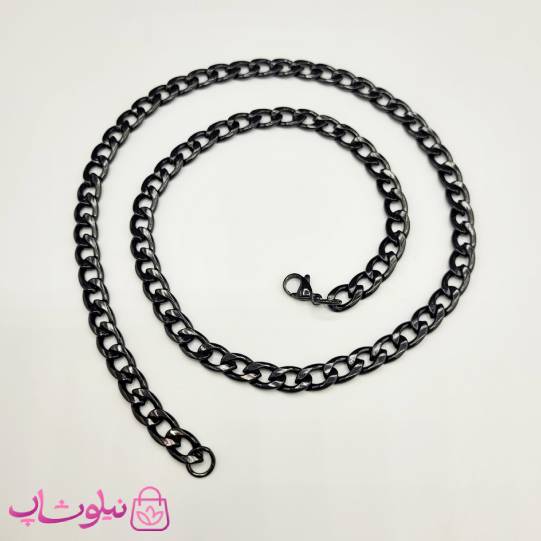 زنجیر مردانه کارتیه مشکی استیل 60 سانت عرض 7 میل کد 4591