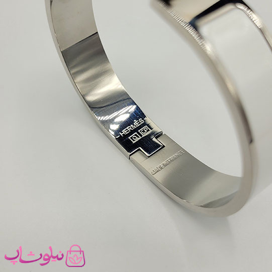 دستبند زنانه هرمس سفید نقره ای استیل قفل اورجینال کد 680