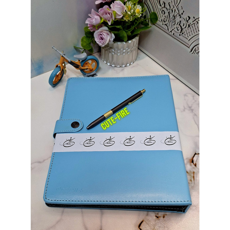 کلاسور جلد چرم فنر فلز برند راشن قفل دار تک رنگ 100 برگ