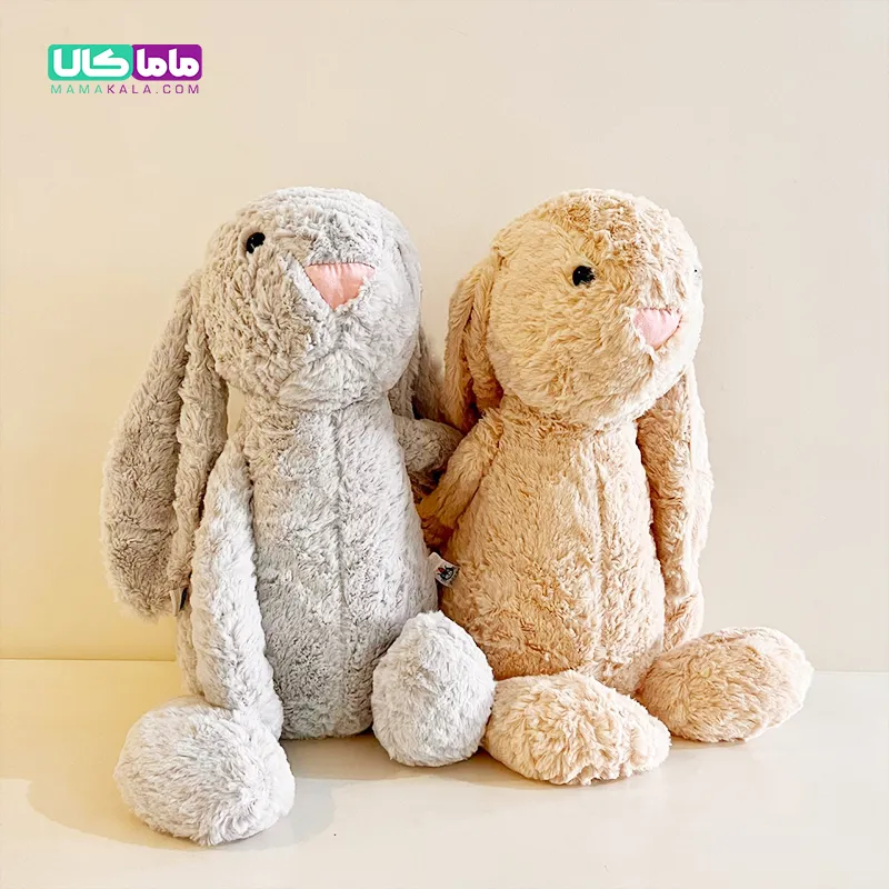عروسک خرگوش جلی کت اورجینال طوسی رنگ 55 سانتیمتری