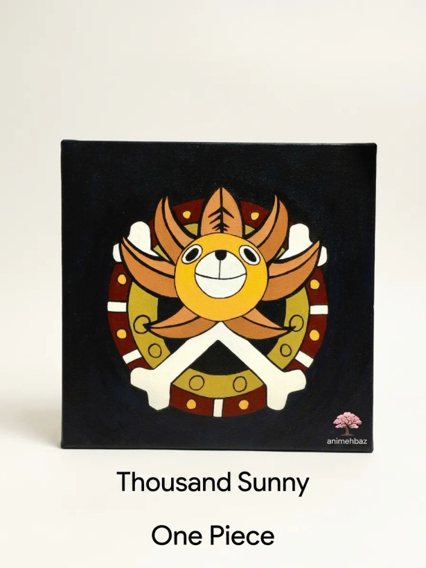 تابلو نقاشی بوم طرح پرچم هزار آفتاب (Thousand Sunny) انیمه وان پیس