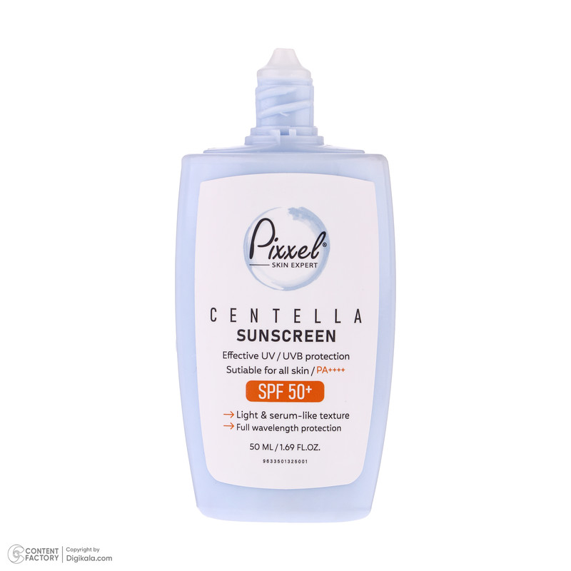کرم ضد آفتاب بیرنگ پیکسل SPF 50 مدل Centella محافظ UVA ،UVB، ++++PA مناسب برای انواع پوست حجم 50 میلیلیتر