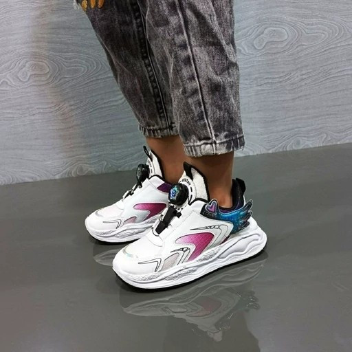 کتونی بچگانه قلبی بند دیسکی کتونی دخترانه زیپ لاین سایز31تا35