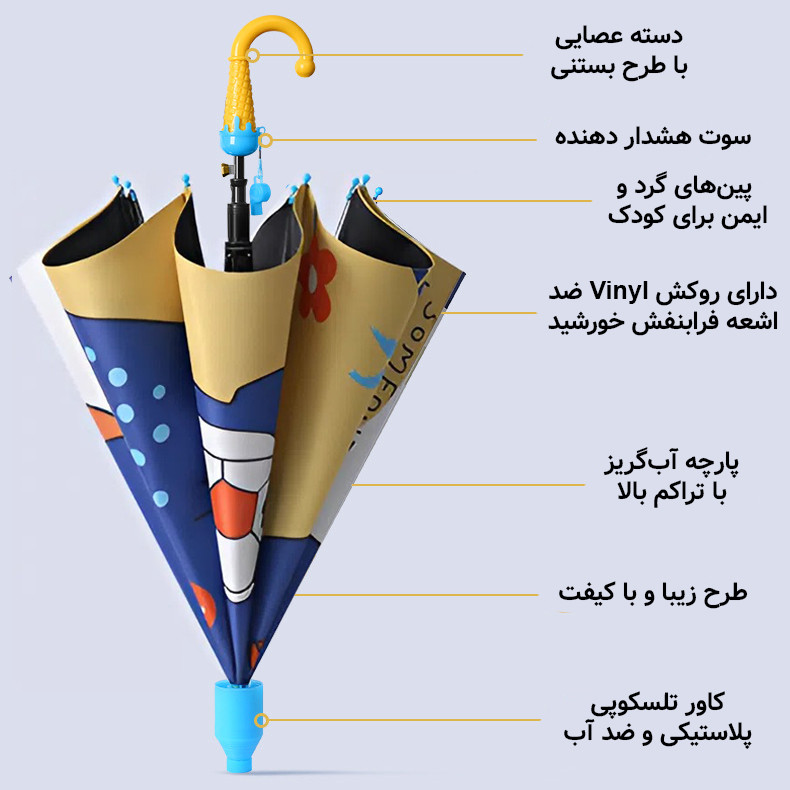 چتر بچگانه 8 پره مدل Dinosaur قطر 88 سانتیمتر