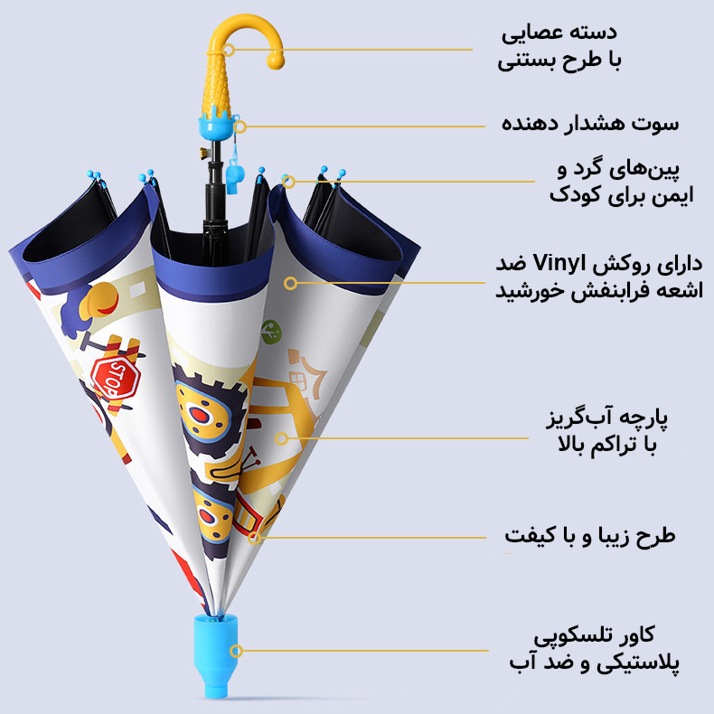 چتر بچگانه 8 پره مدل Construction قطر 88 سانتیمتر