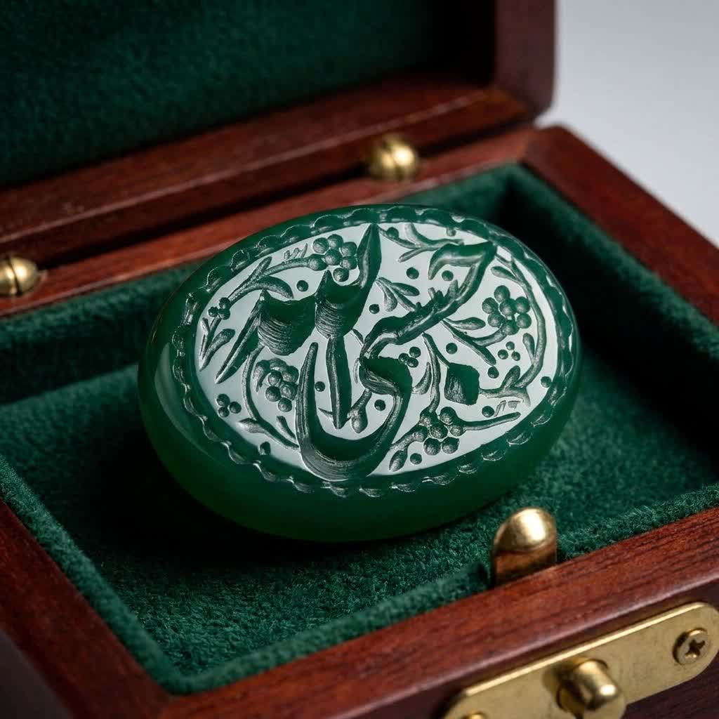 نگین عقیق سبز حکاکی حسبی الله کد 5890