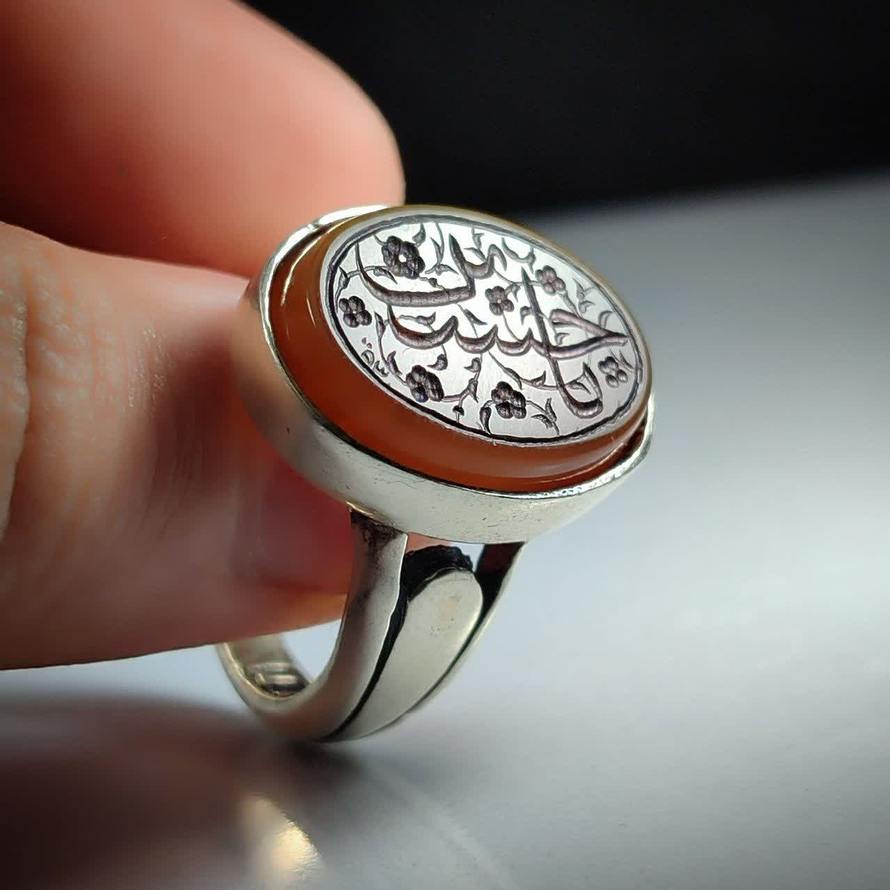 انگشتر نقره با عقیق نارنجی – خرید آنلاین با طراحی منحصر به فرد کد 2446