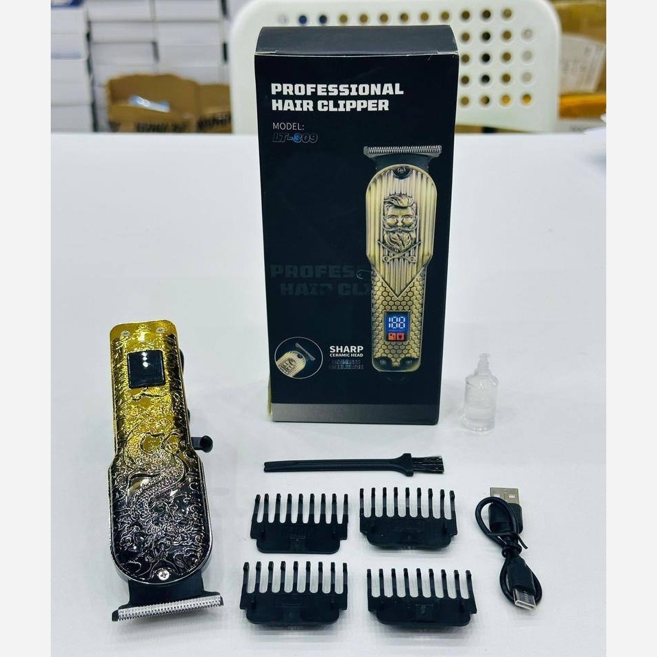 ماشین اصلاح ریش تراش حرفه ای Lt-809 آرایشگری - نمایشگر دار - تیغه سرامیکی - طراحی جذاب ایکس