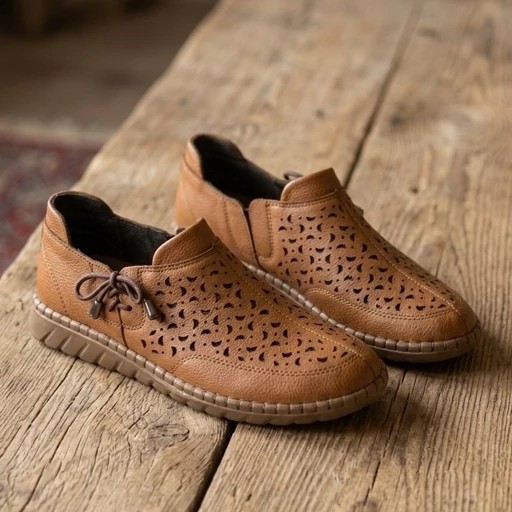 کفش طبی زنانه دست دوز مدل یلدا رنگ عسلی(همراه با کفی طبی) پرفرووش