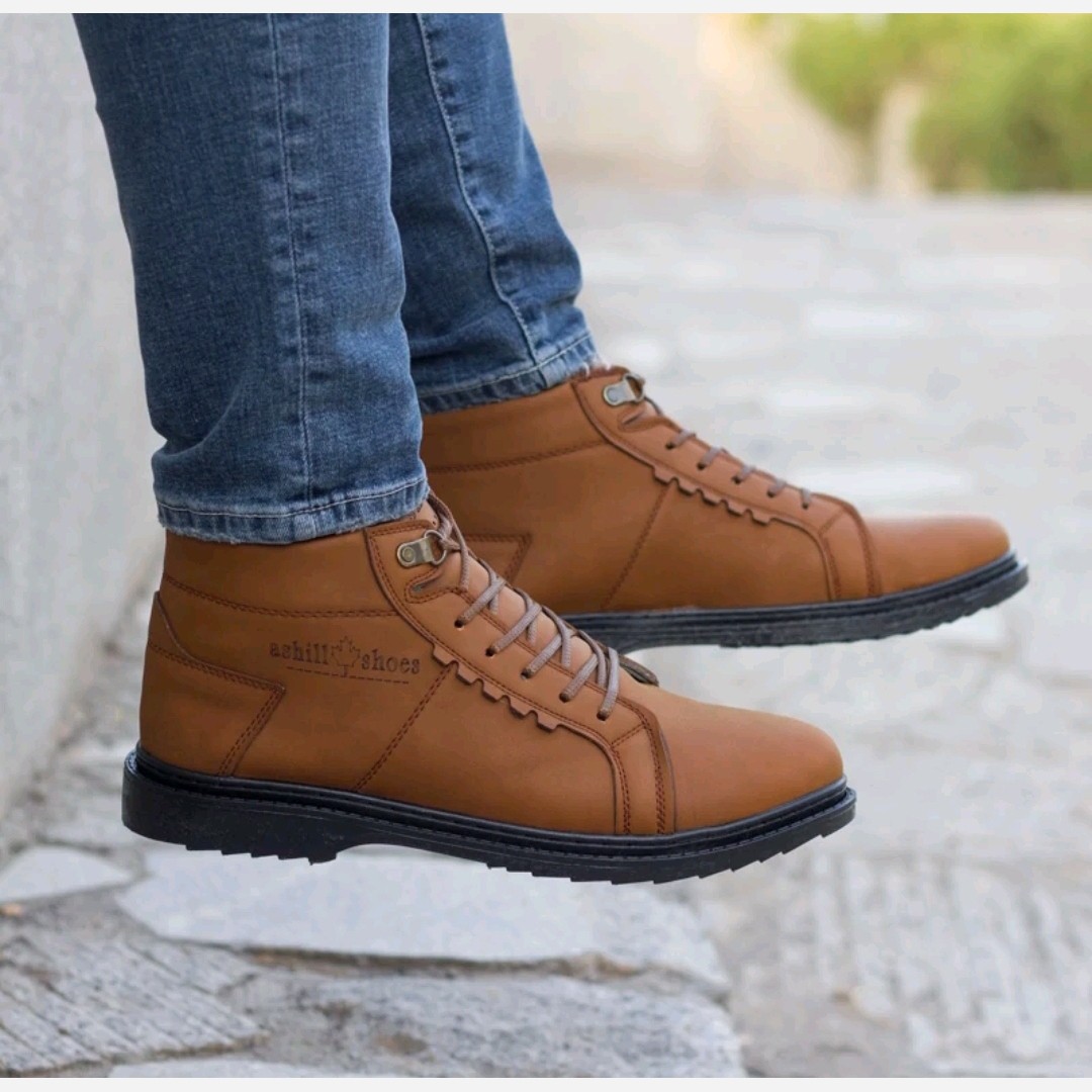 نیم بوت مردانه بندی مدل شیک گام رنگ عسلی تیره پرفروش باحداقل سود *کفش مجلسی*کفش اسپرت*کفش شیک پرفرووش