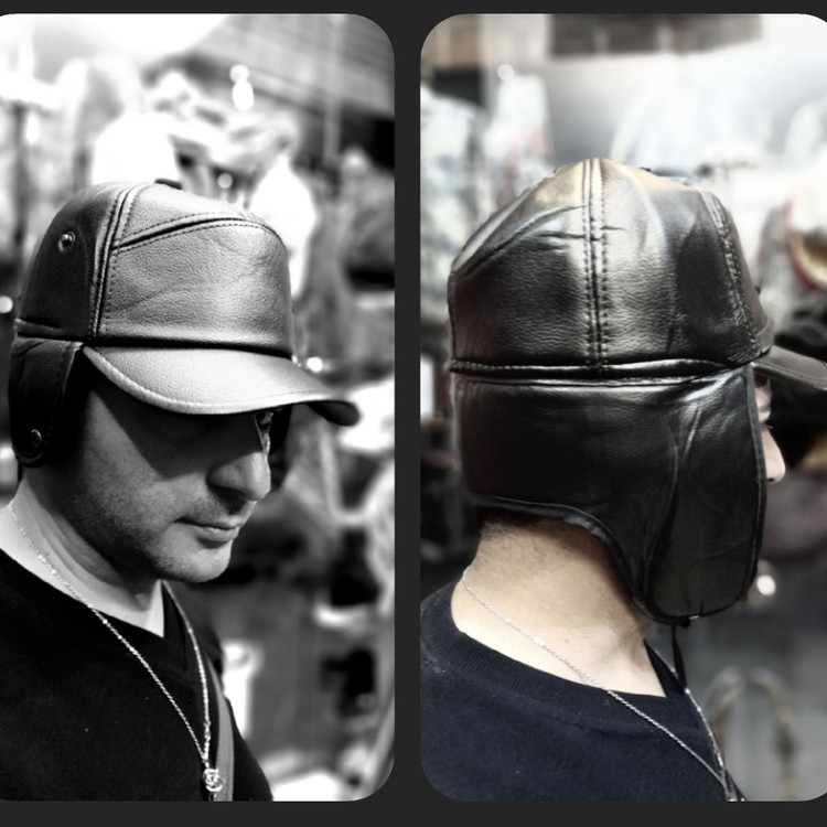 کلاه رو گوشی چرم کلاه لبه دار چرم مشکی کلاه روسی چرم خزدار کلاه مردانه زمستانی کلاه مشهدی چرم