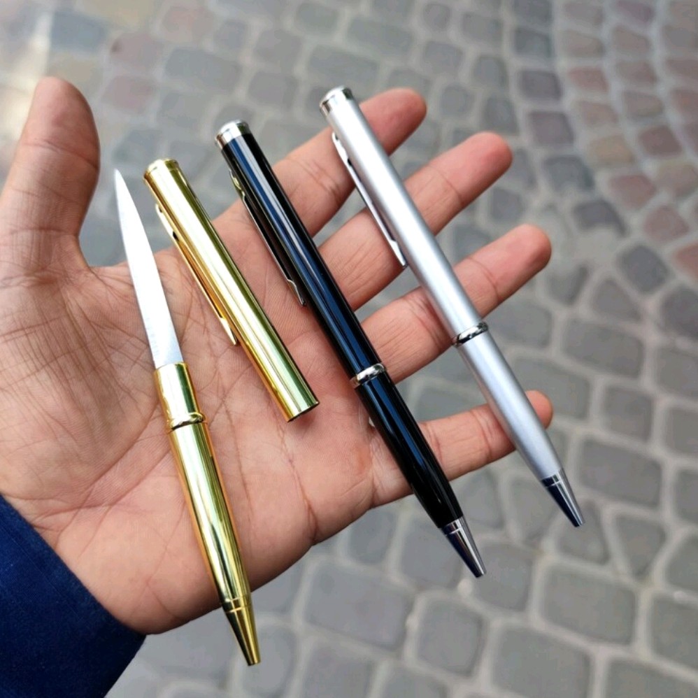 خودکار چاقودار با جوهر مشکی و مغزی قابل تعویض