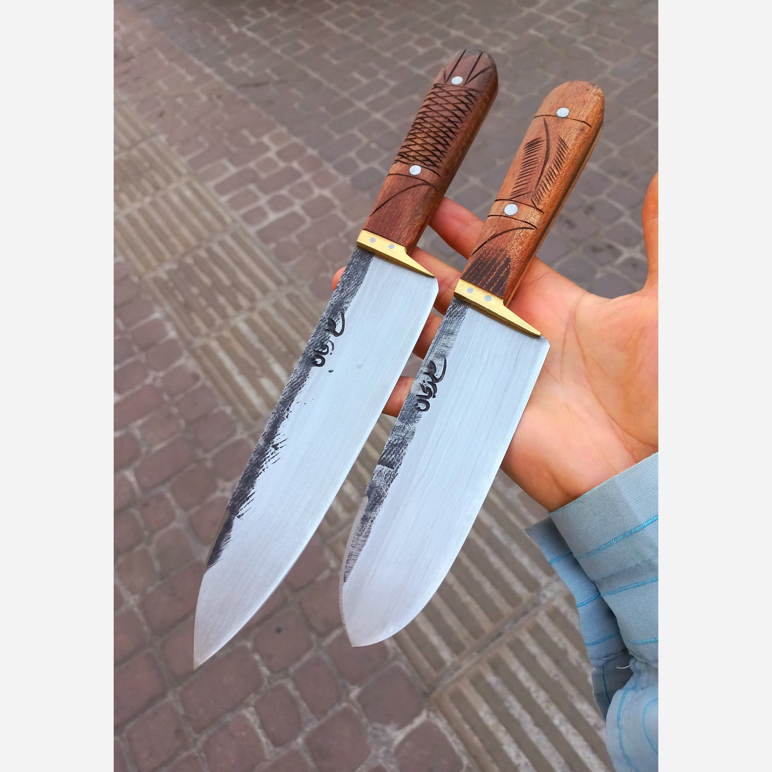 چاقو راسته سلاخی فولاد علی زنجان(ست 2عددی)