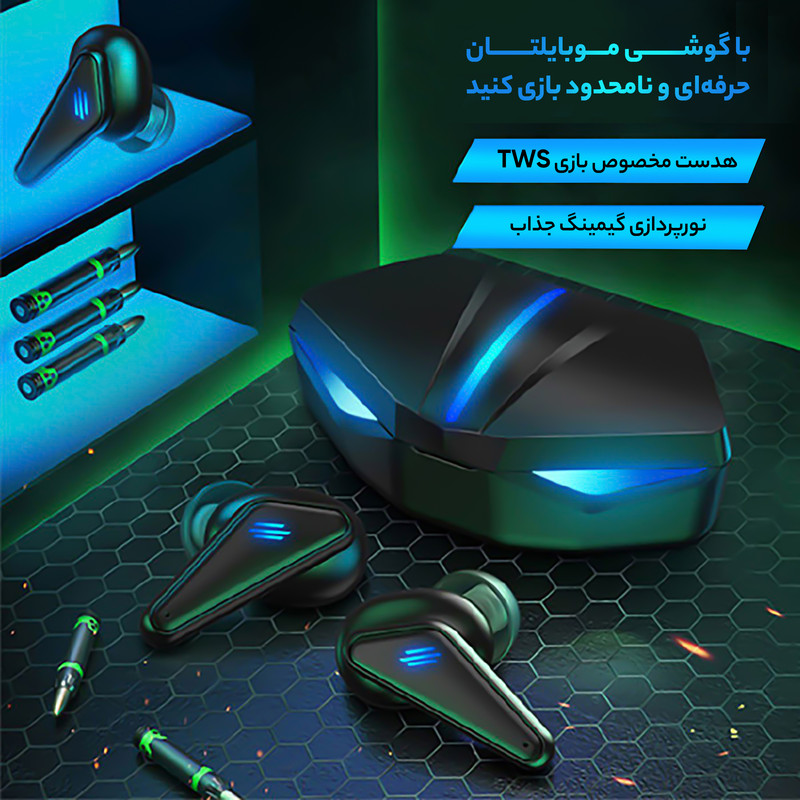 هدفون بلوتوثی مدل K55 بدون نویز کنسلینگ، درگاه شارژ USB Type-C، پشتیبانی از فرمان لمسی، دارای سه میکروفون، مقاومت در ...